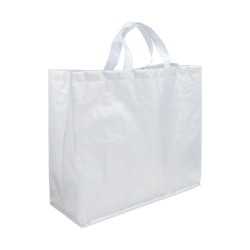 Shopper con soffietto in PP laminato opaco 120 g/m2, manici corti a nastro