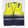 Vest with zipper closure and high visibility bands