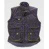 Combined padded vest with high collar with fluorescent-reflective details