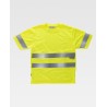 T-shirt corta alta visibilità in poliestere con occhio di pernice con banda riflettente