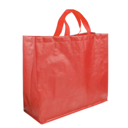 Shopper con soffietto in PP laminato opaco 120 g/m2, manici corti a nastro