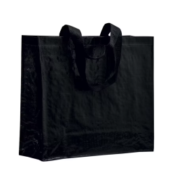 Shopper con soffietto in PP laminato 120/gm2, manici lunghi a nastro