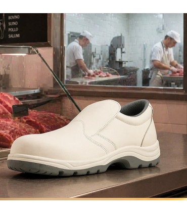 Scarpe bianche professionali antinfortunistiche per macellaio